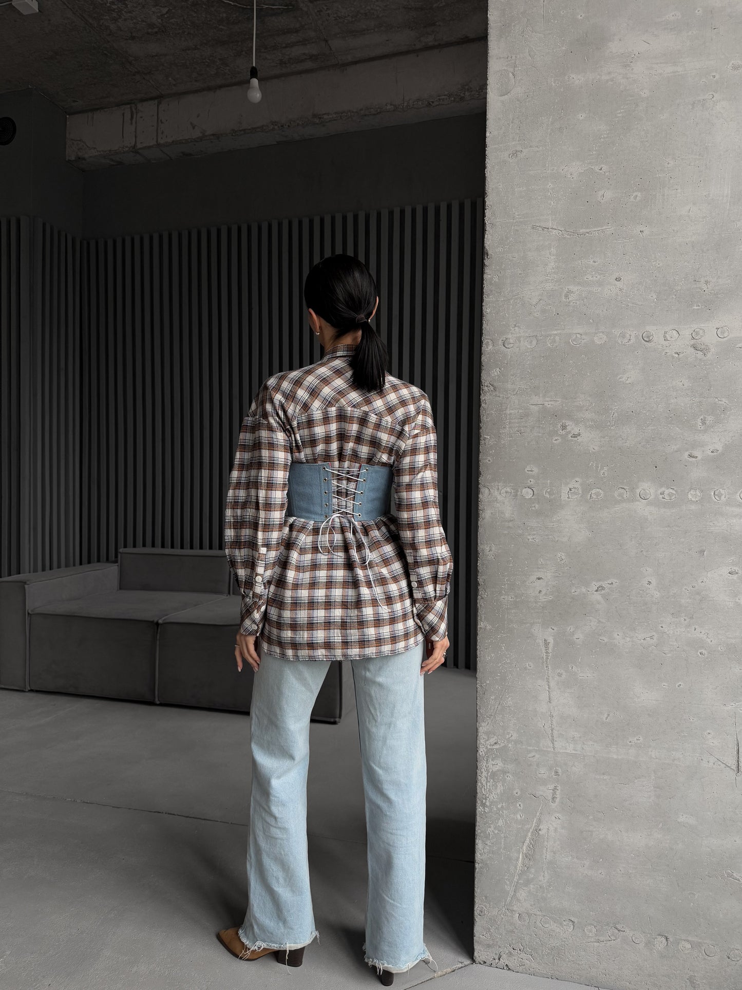 Denim Underbust Corset Belt – Boned Waist Cincher