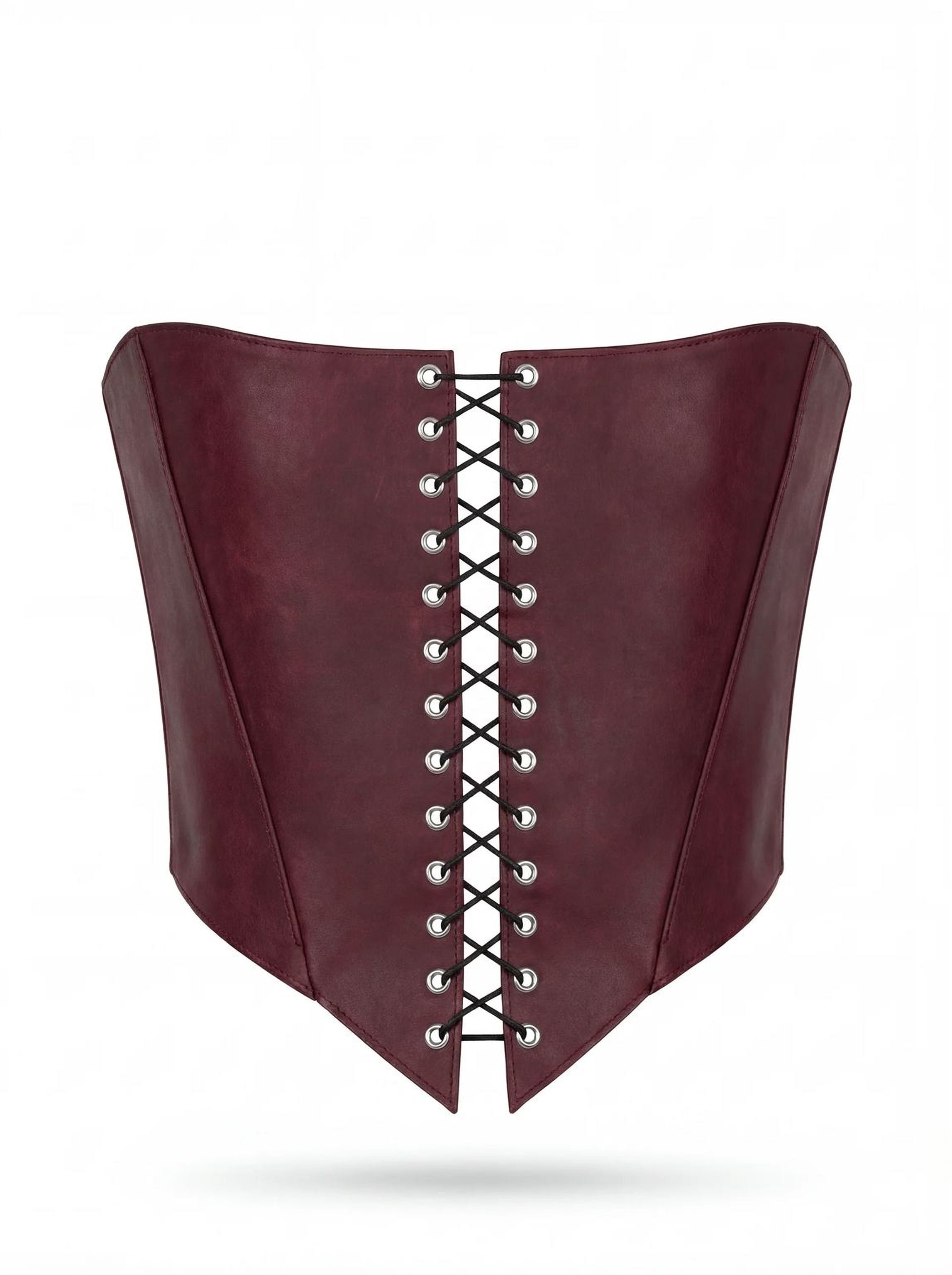 Structured Burgundy Wide Waist Leather Corset Belt Wide Leather Corset Belt: Burgundy Waist Cincher - Etsy main image 2