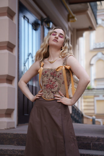 Double side renaissance corset top with bones