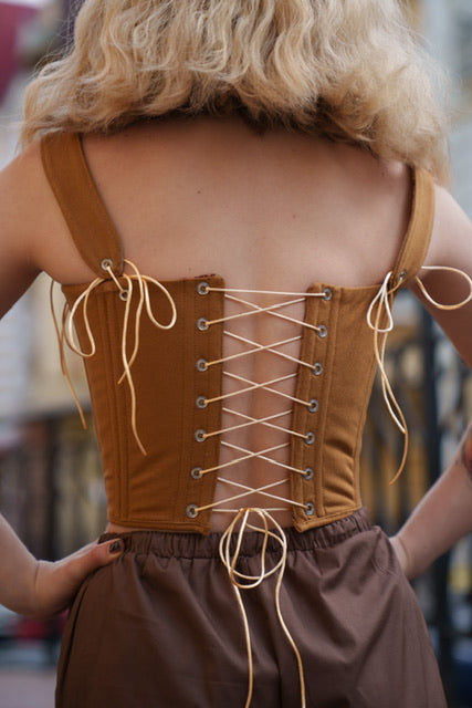 Reversible Renaissance Corset Top – Boned Jacquard & Denim