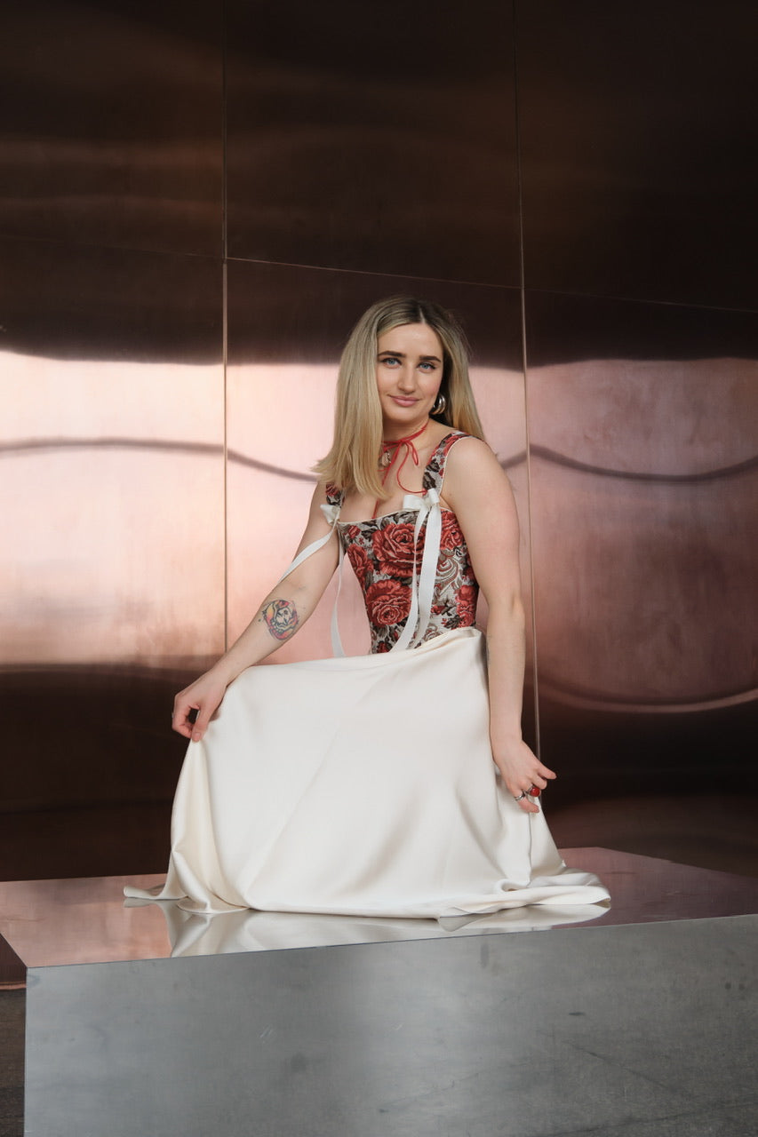 Reversible Red Flowers Renaissance Corset – Boned Jacquard Top