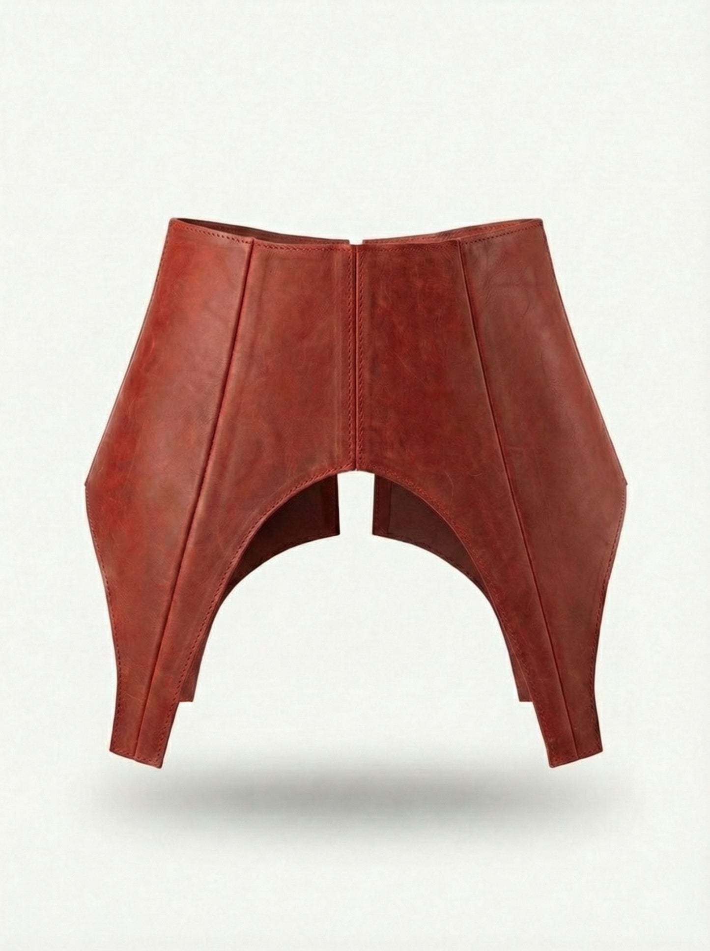 Red Leather Peplum Basque Belt – Structured Waist Corset Belt