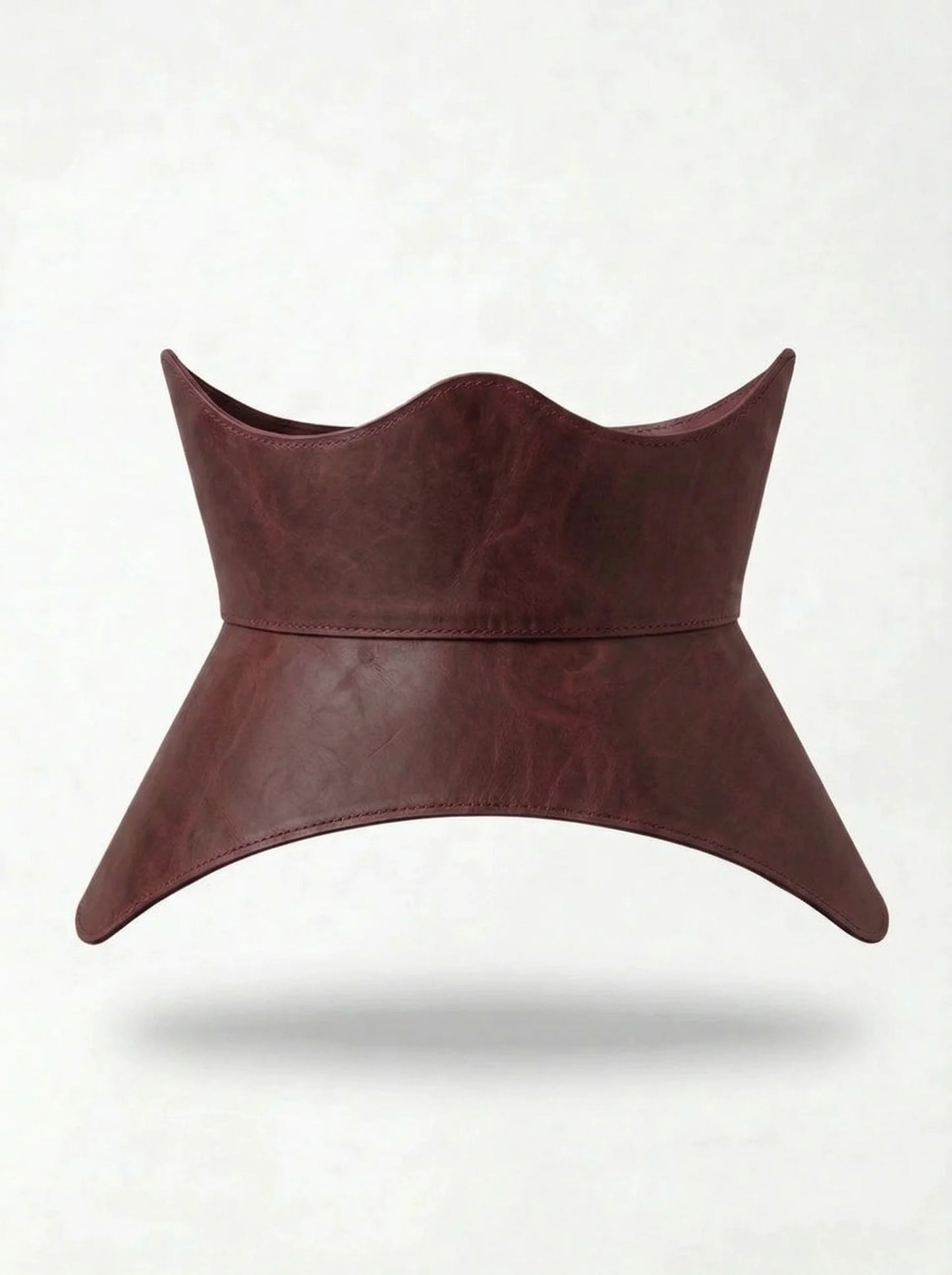 burgundy leather peplum corset belt structured waist cincher renaissance basque belt for outfits