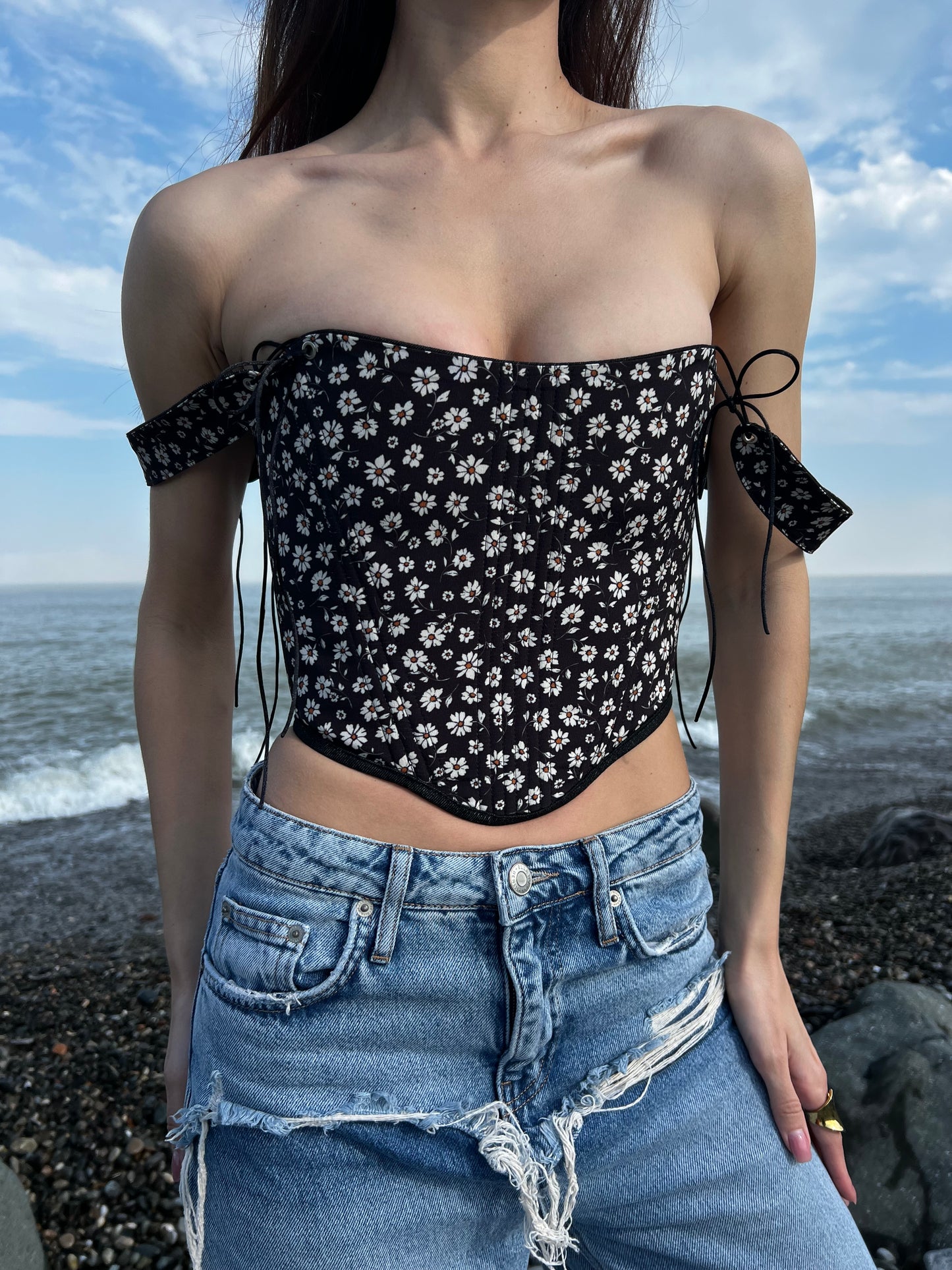 Reversible Yellow Floral Corset Top – Boned Bodice