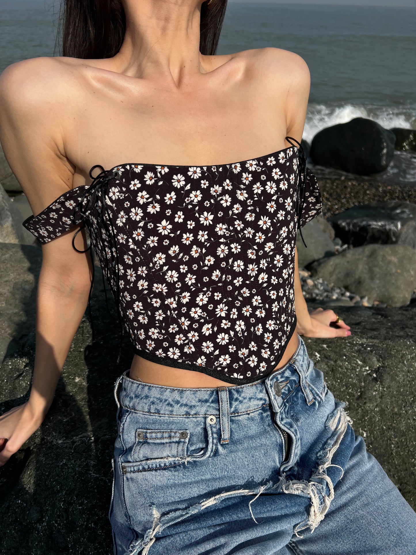 Reversible Yellow Floral Corset Top – Boned Bodice