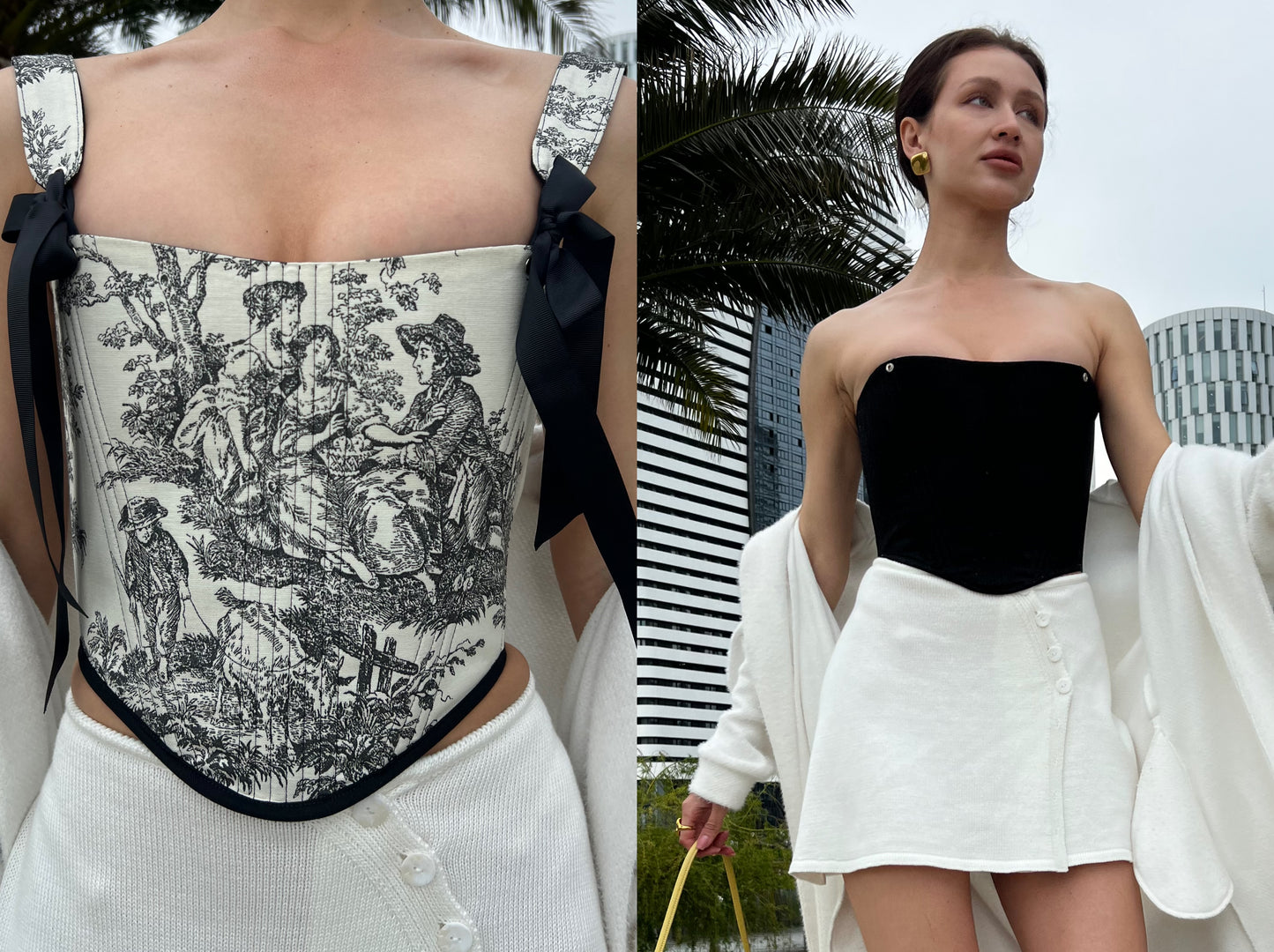 Reversible Corset Top – Boned Denim & Cotton Bodice