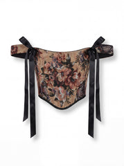 Reversible Renaissance Corset Top in Floral Jacquard with Brown Flowers