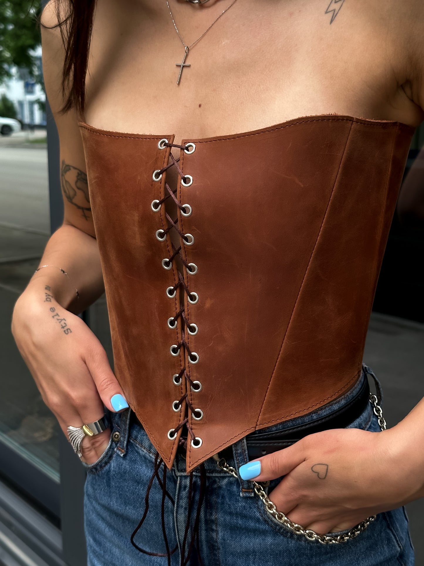 Leather corset top