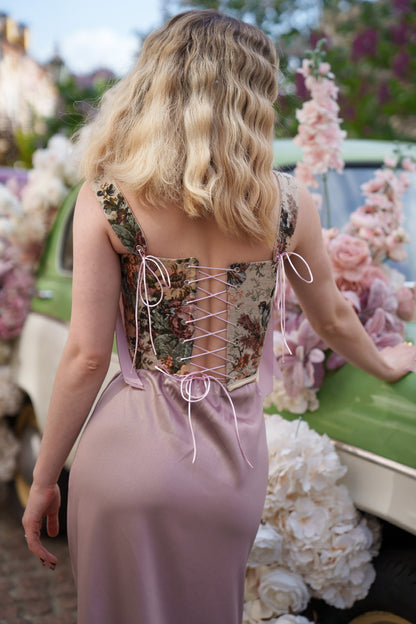 Reversible Pink Flowers Renaissance Corset – Boned Jacquard Top