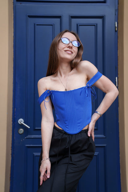 Reversible Corset Top – Boned Denim & Cotton Bodice