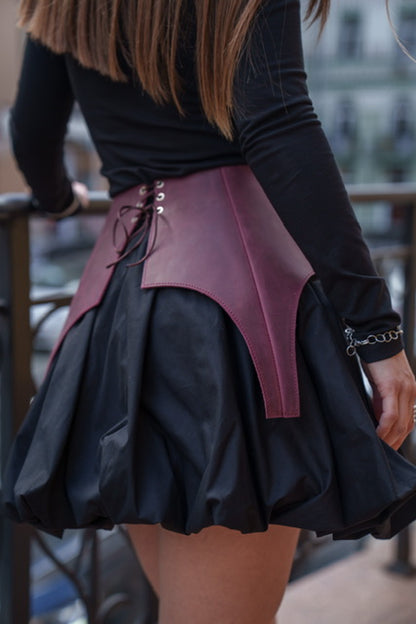 Leather Waist Peplum Belt – Garter Belt Style
