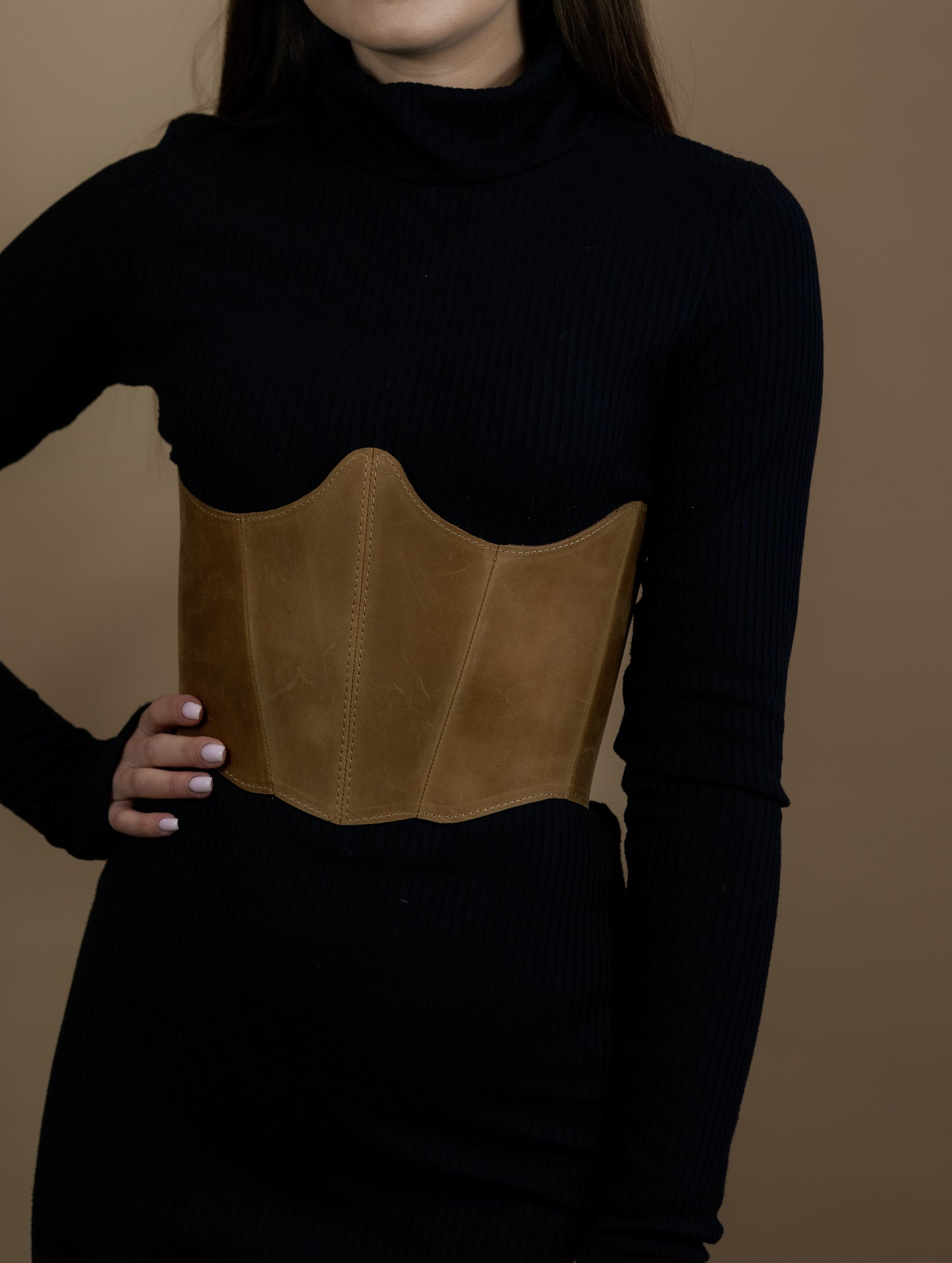 Beige Leather Underbust Corset – Festival waist belt outfit