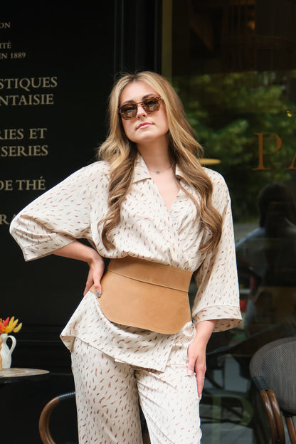 Beige Leather Peplum Waist Belt – Architectural Basque Corset