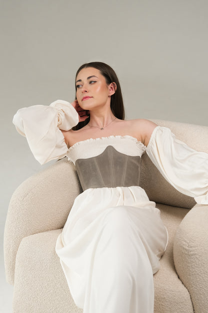 underbust leather corset, structured waist shaping corset belt, boned leather waist cincher, brown leather corset top, handmade fashion corset, sculpted silhouette, minimalist structured bodice