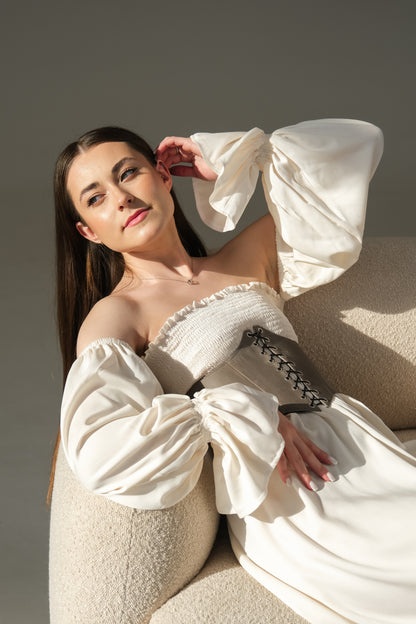 Gray Leather underbust corset belt, Renaissance outfit