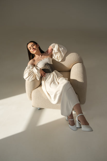 Gray Leather underbust corset belt, Renaissance outfit