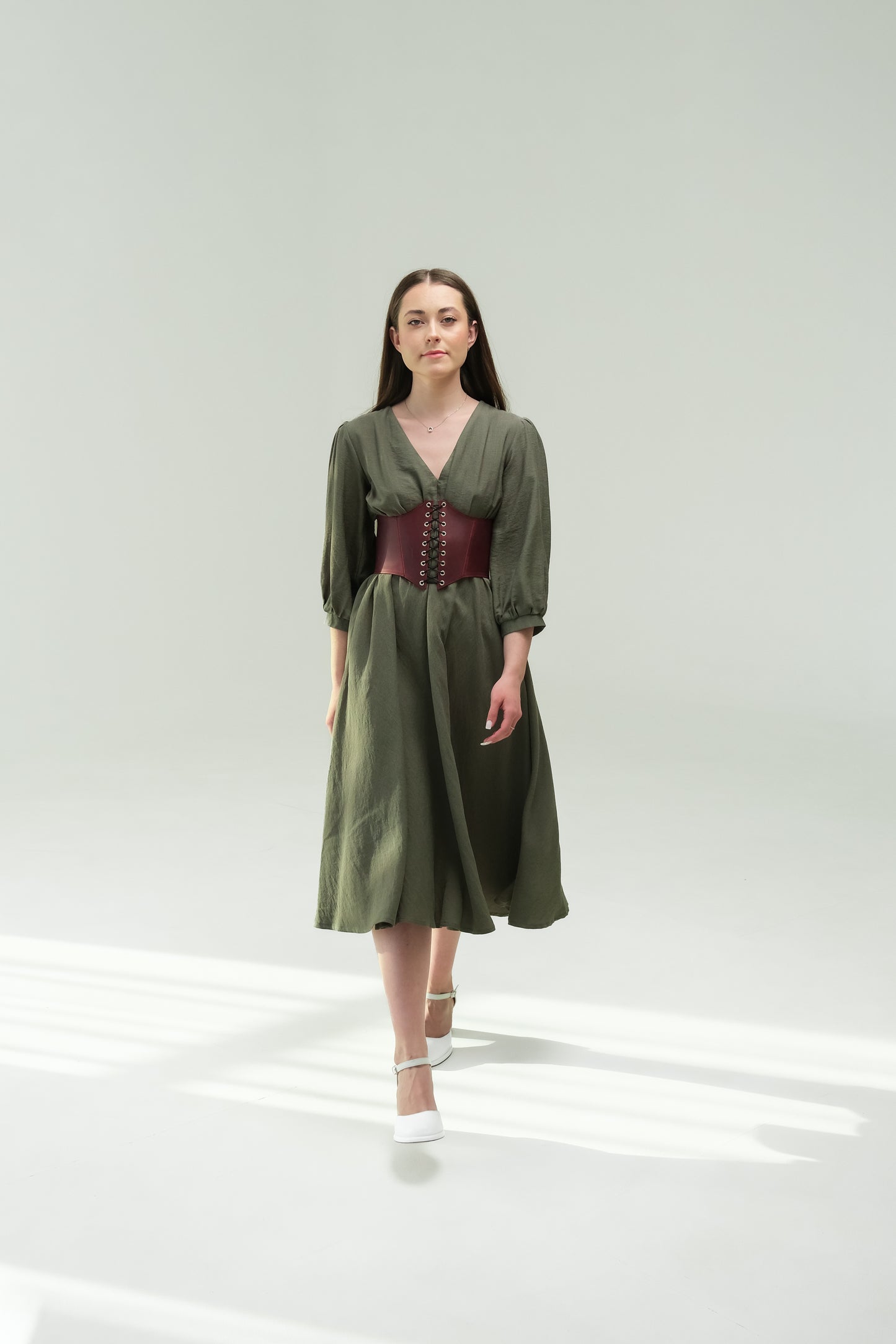 Burgundy Leather underbust corset belt, waist wide corset