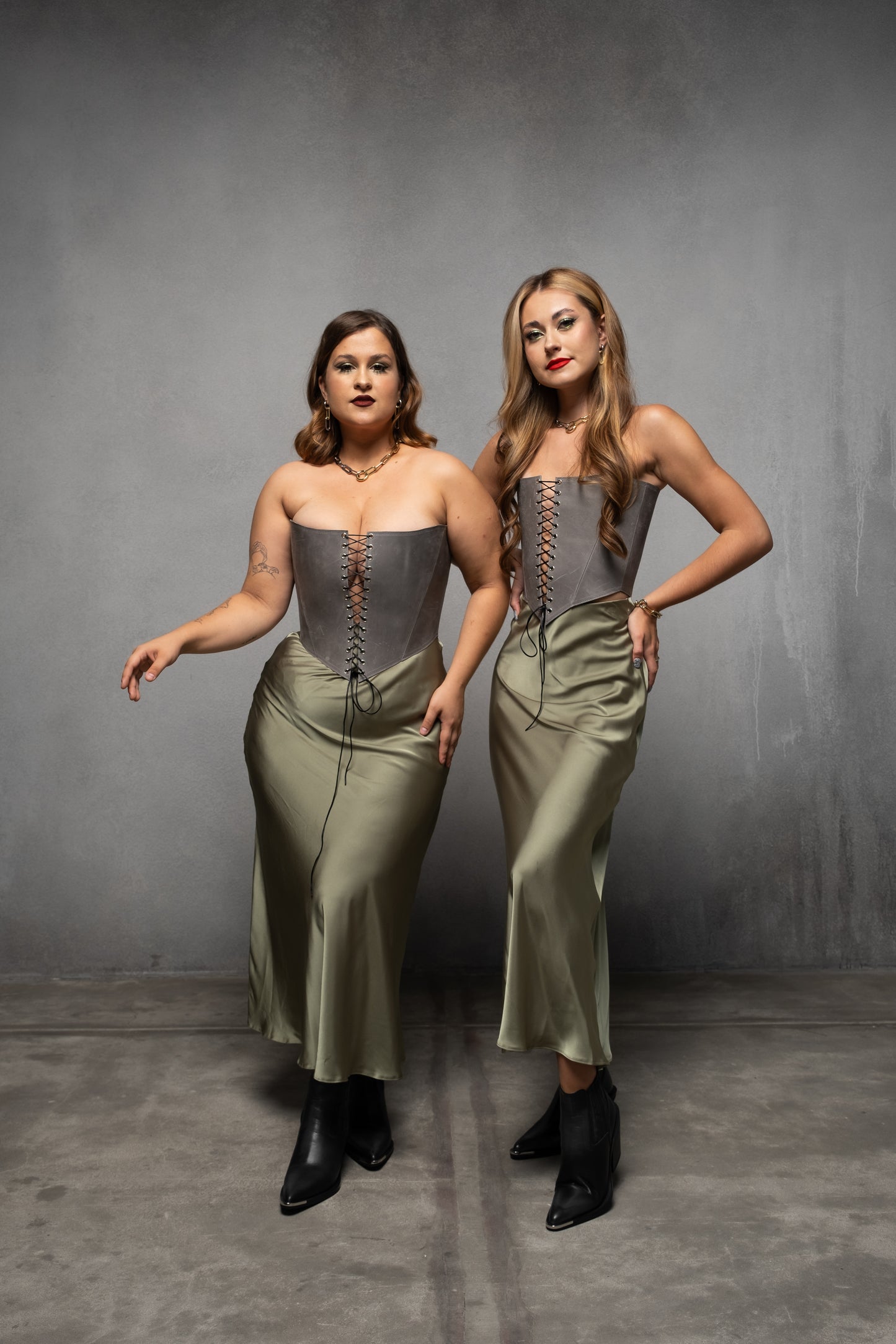 Gray Leather corset top, overbust corset for rave outfit