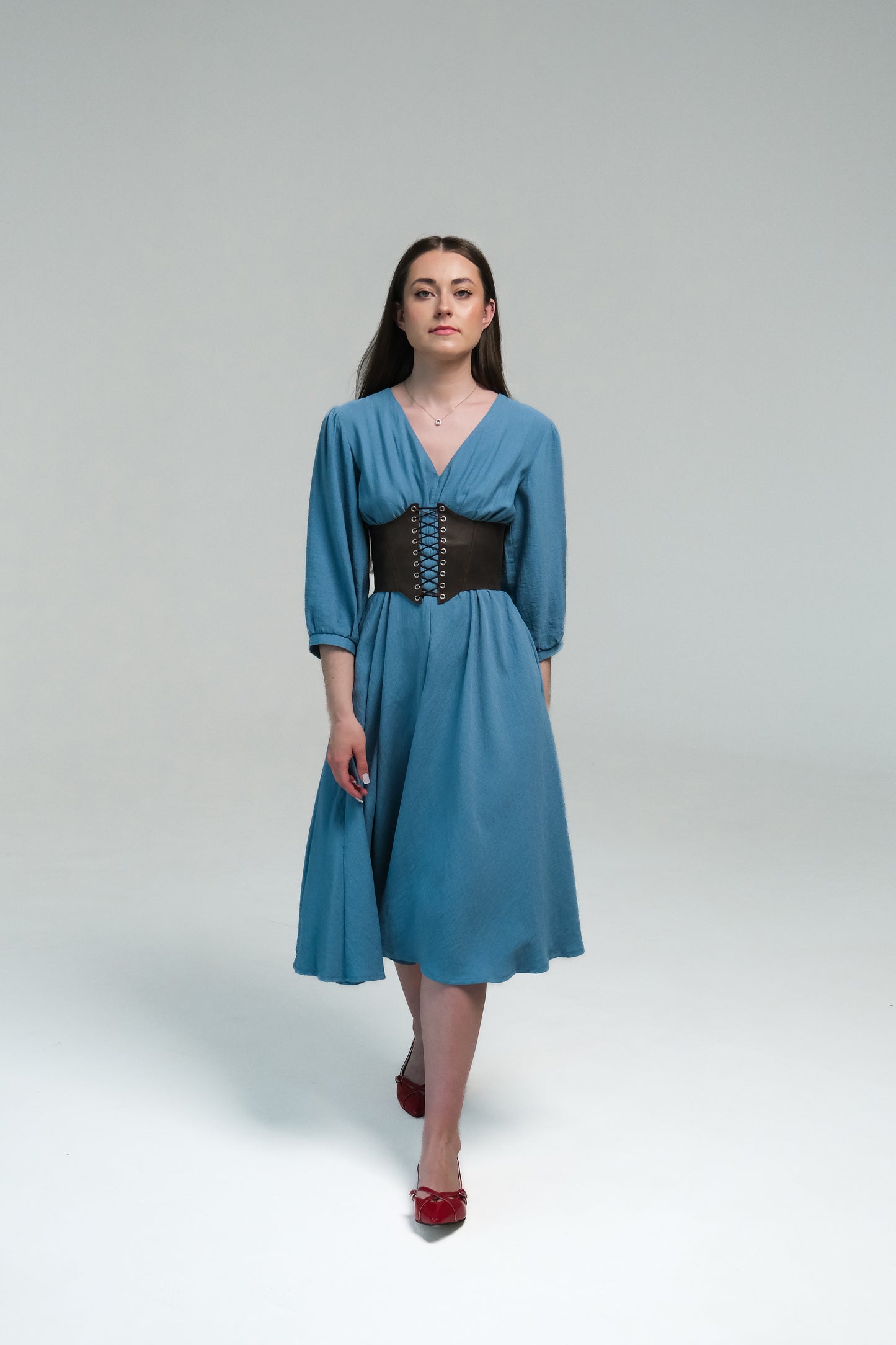 Brown Leather underbust corset belt, Renaissance outfit