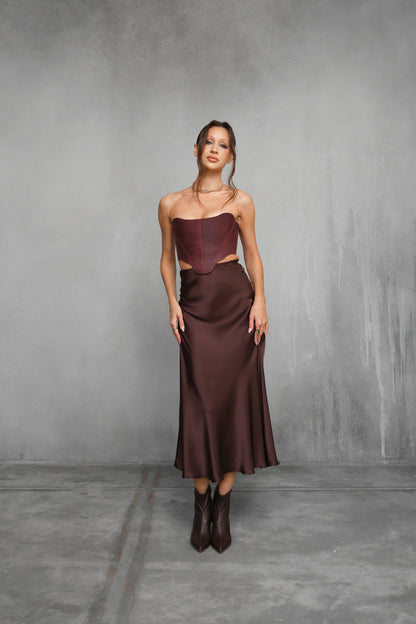 Бордовий корсет-бюстьє – Топ у стилі Ренесансу