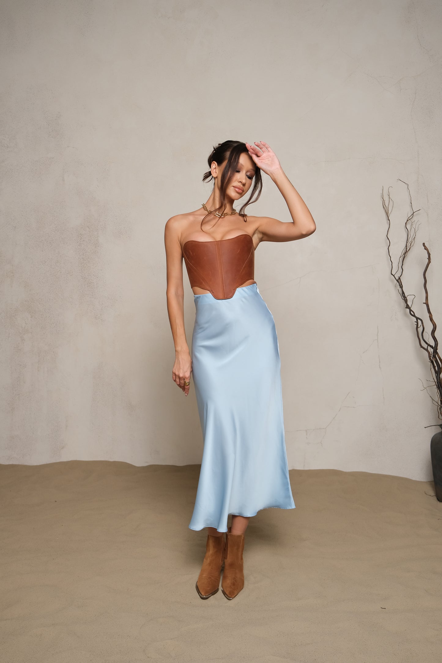 Cognac Overbust Corset – Architectural Waist Shaping Top