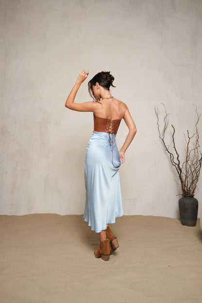 Cognac Overbust Corset – Architectural Waist Shaping Top