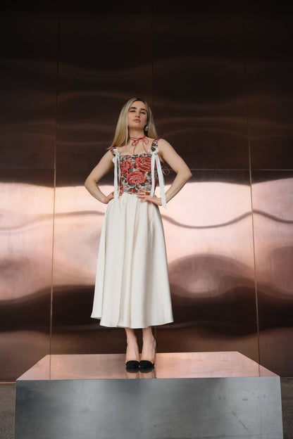 Reversible Red Flowers Renaissance Corset – Boned Jacquard Top