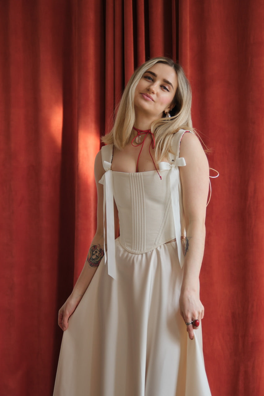 Reversible Pink Flowers Renaissance Corset – Boned Jacquard Top