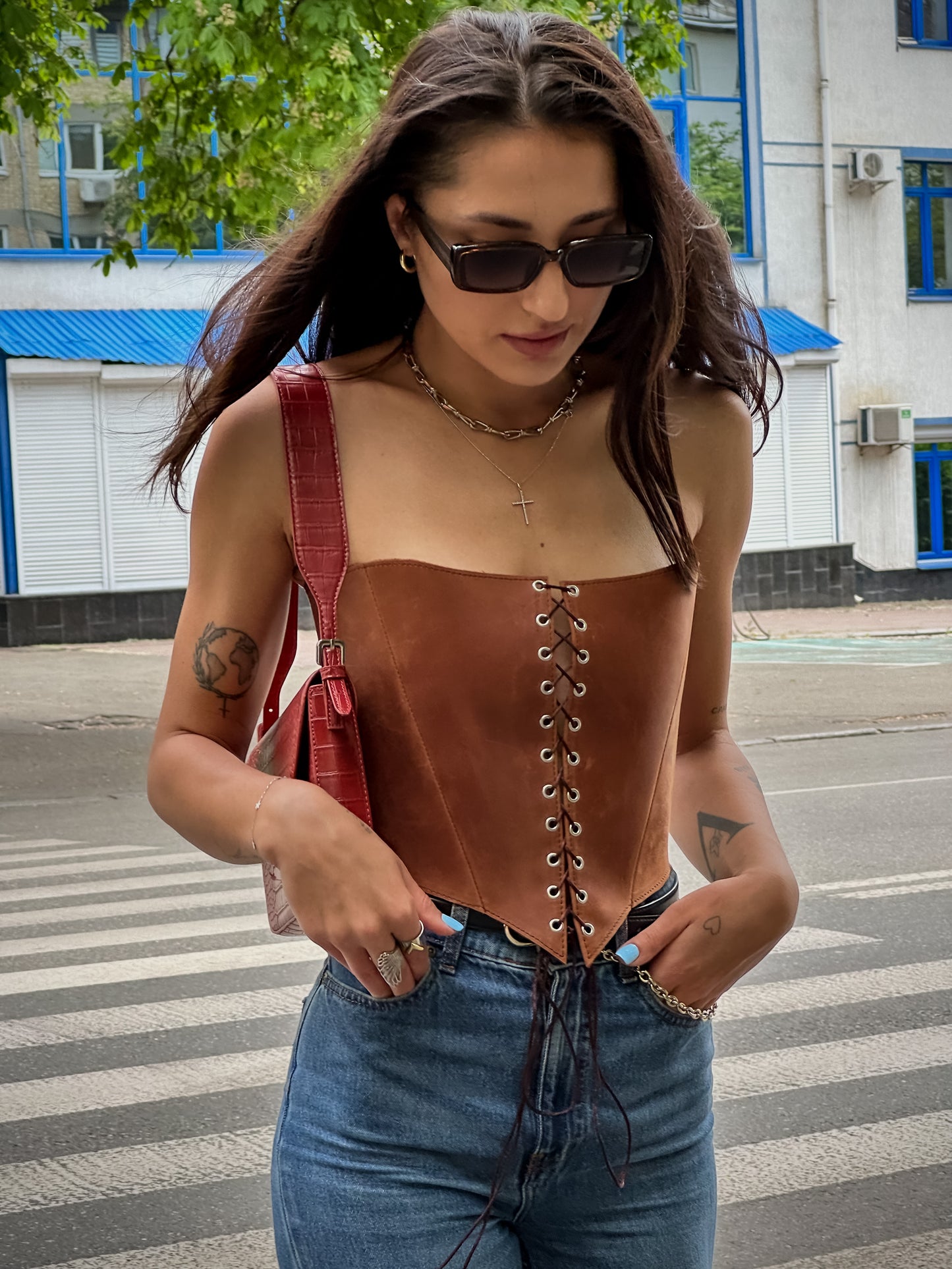 Leather corset top