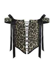 Reversible Leopard Print Corset Top, Lace Up Front & Back, Boned Bustier