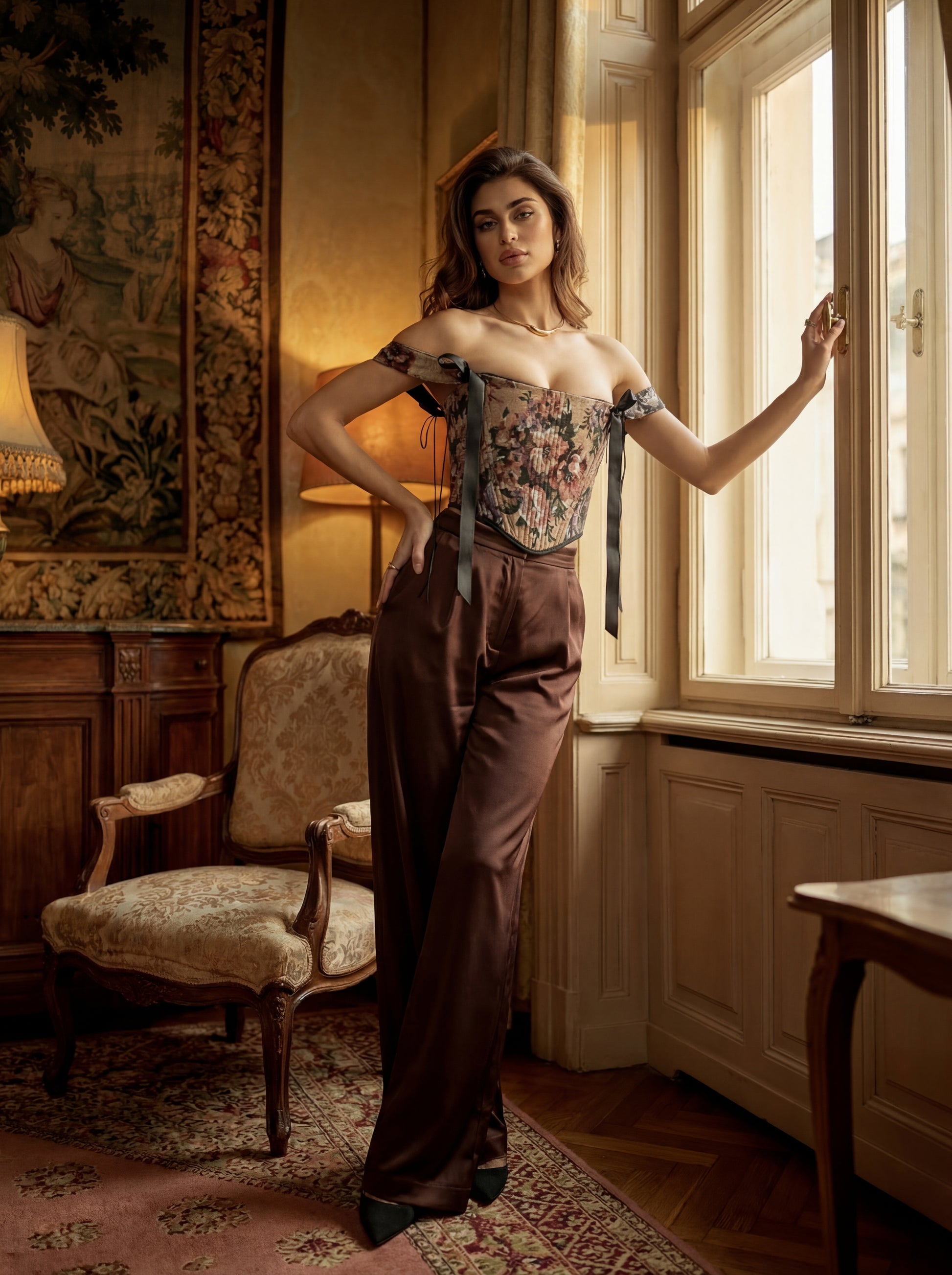 custom made reversible corset top for women floral fabric