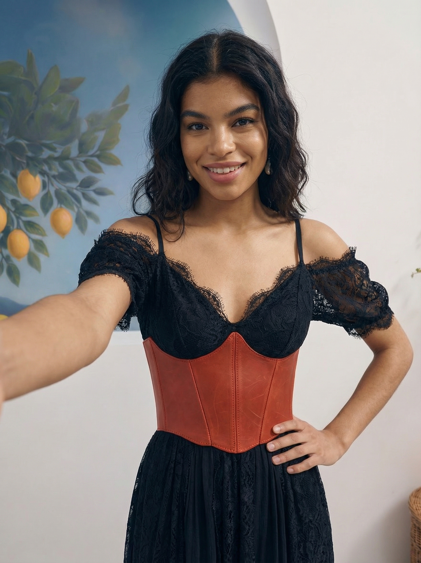 Red Leather Underbust Corset – Festival waist belt outfit