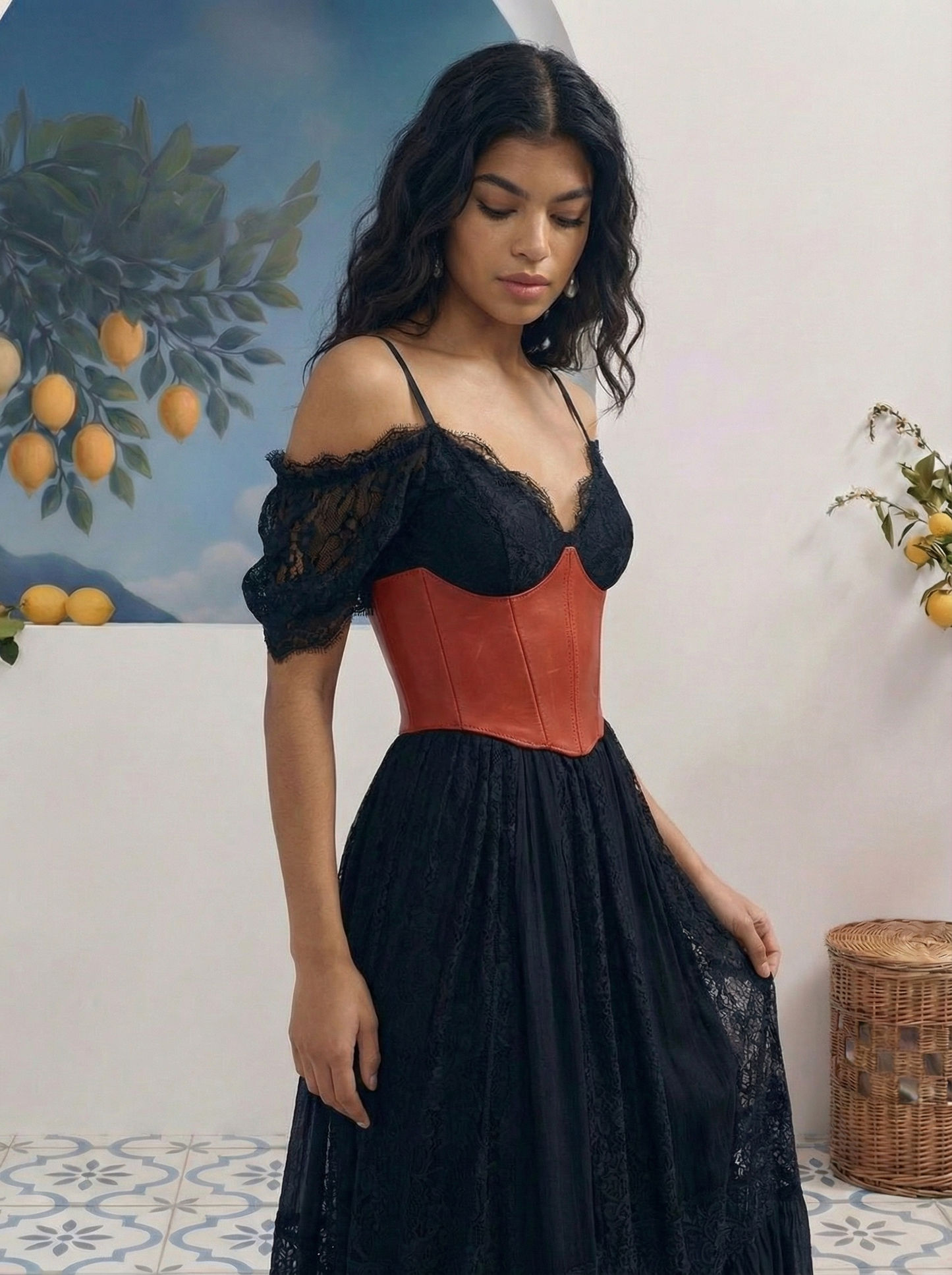 Red Leather Underbust Corset – Festival waist belt outfit