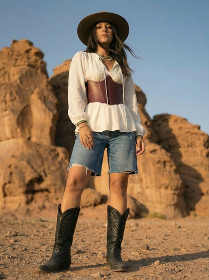 underbust leather corset, structured waist shaping corset belt, boned leather waist cincher, brown leather corset top, handmade fashion corset, sculpted silhouette, minimalist structured bodice