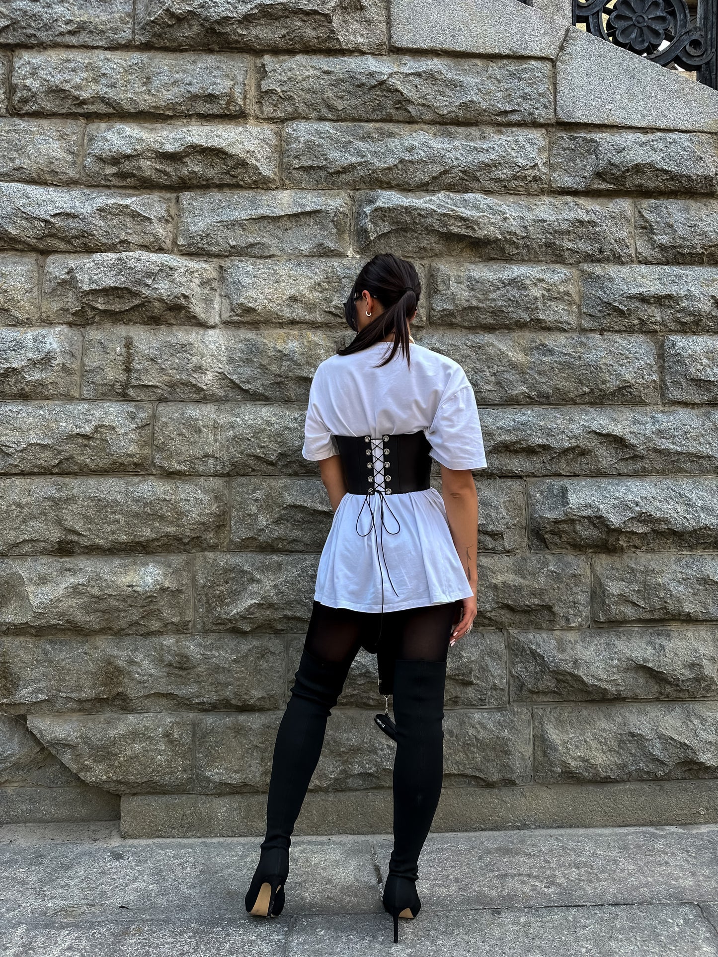 Black Leather Underbust Corset – Festival waist belt outfit