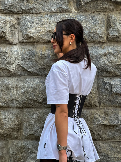 Black Leather Underbust Corset – Festival waist belt outfit