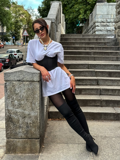 Black Leather Underbust Corset – Festival waist belt outfit