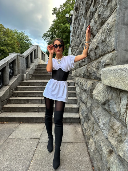 Black Leather Underbust Corset – Festival waist belt outfit