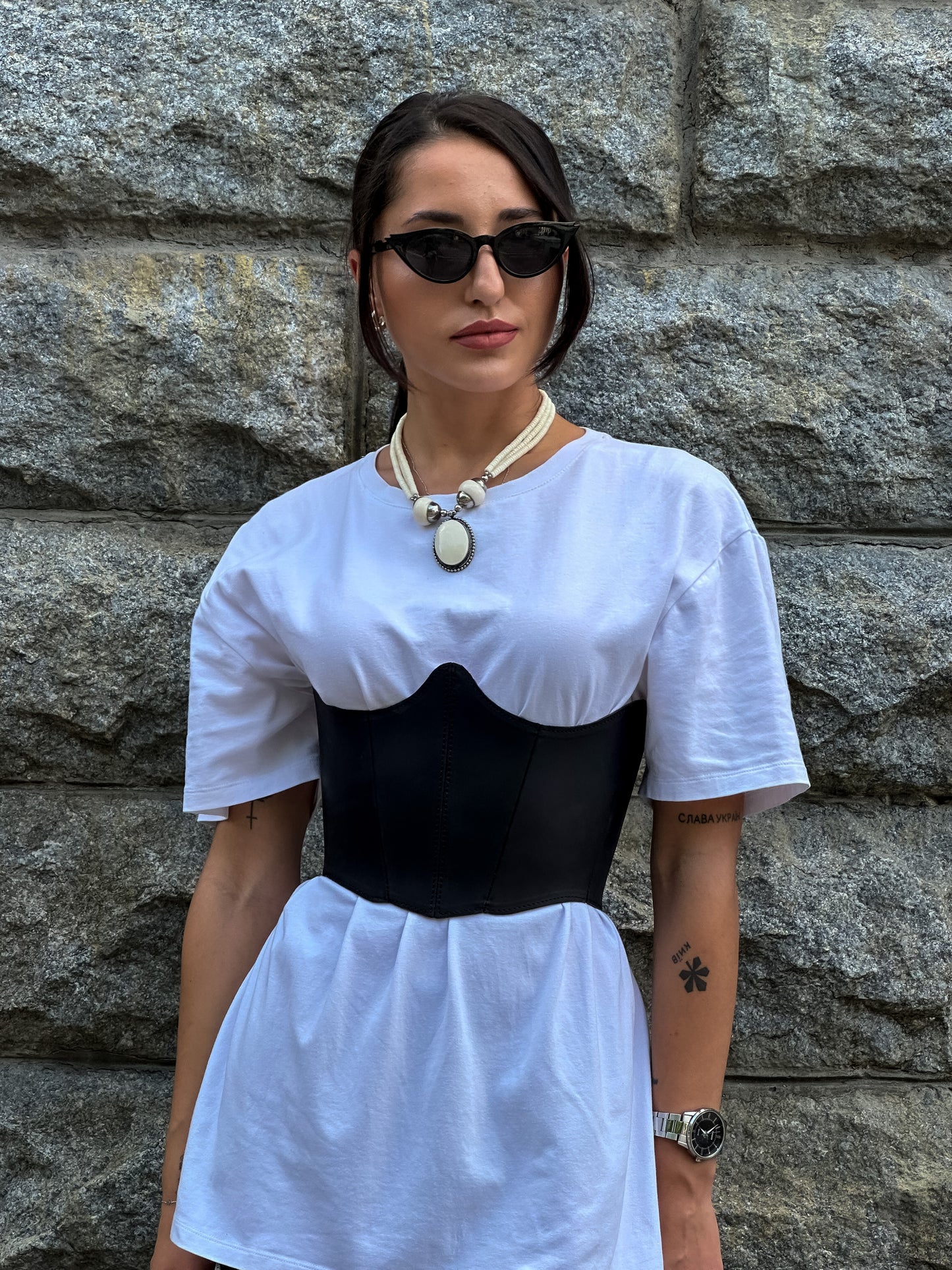 Black Leather Underbust Corset – Festival waist belt outfit