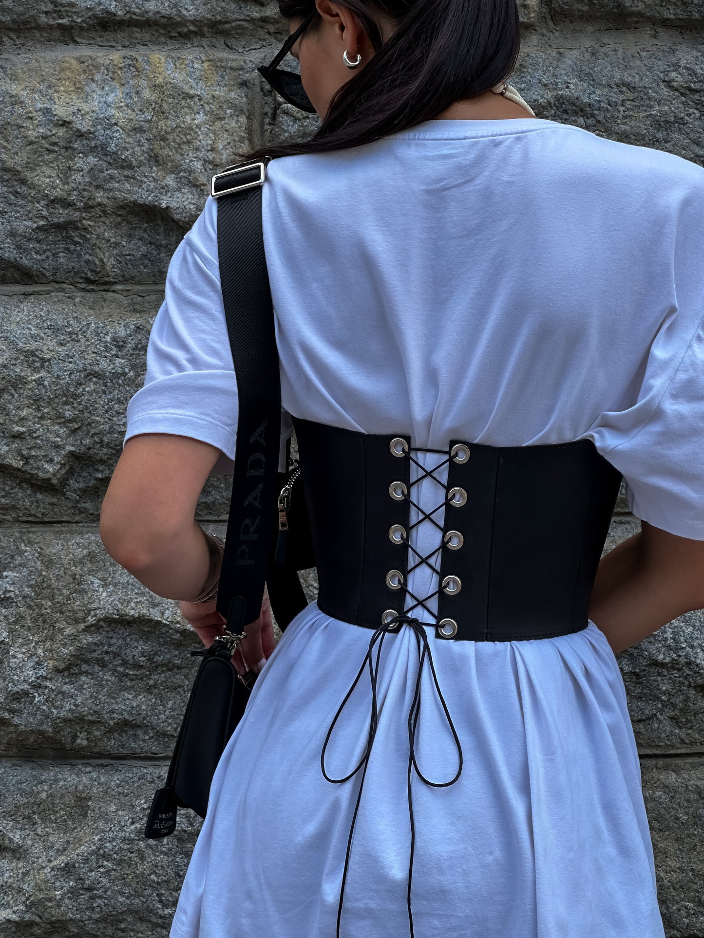 Black Leather Underbust Corset – Festival waist belt outfit