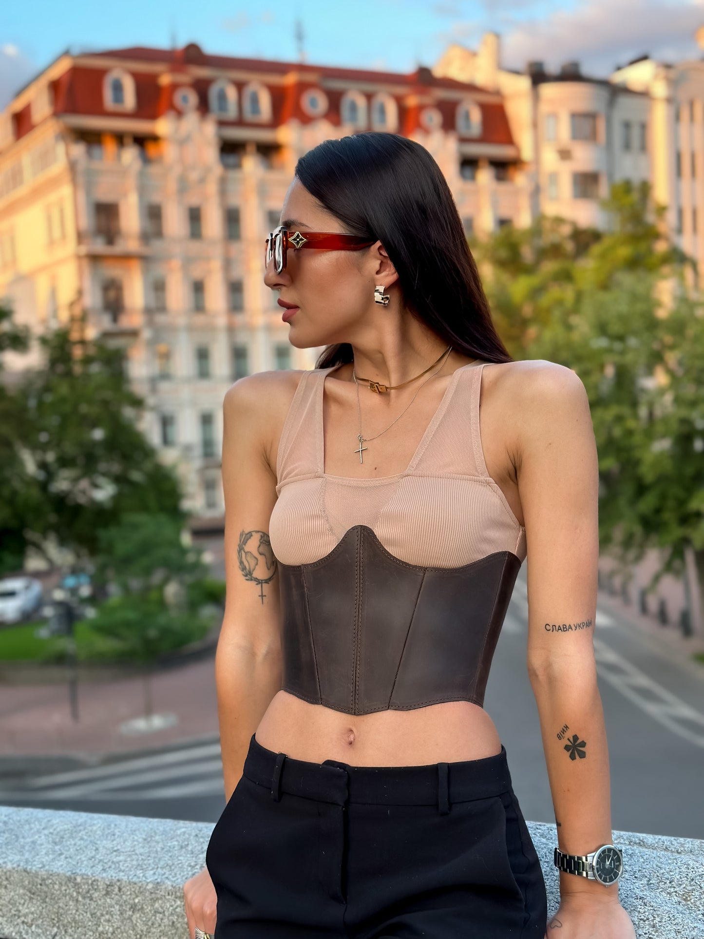 Brown Leather Underbust Corset – Waist Cincher Top