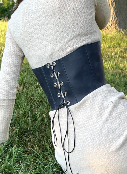 Blue Leather Underbust Corset – Renaissance  waist belt