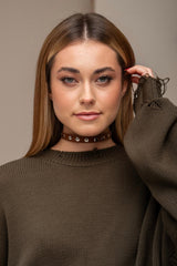 Leather choker necklace