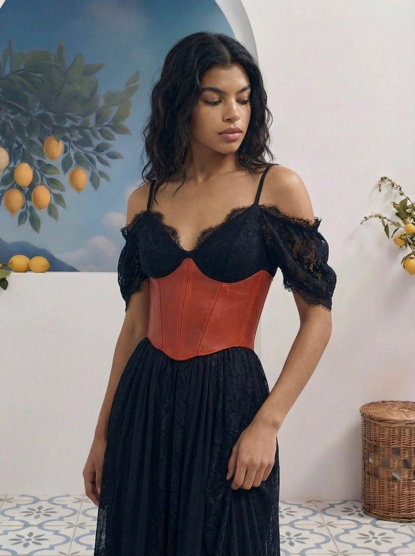 Red Leather Underbust Corset – Festival waist belt outfit