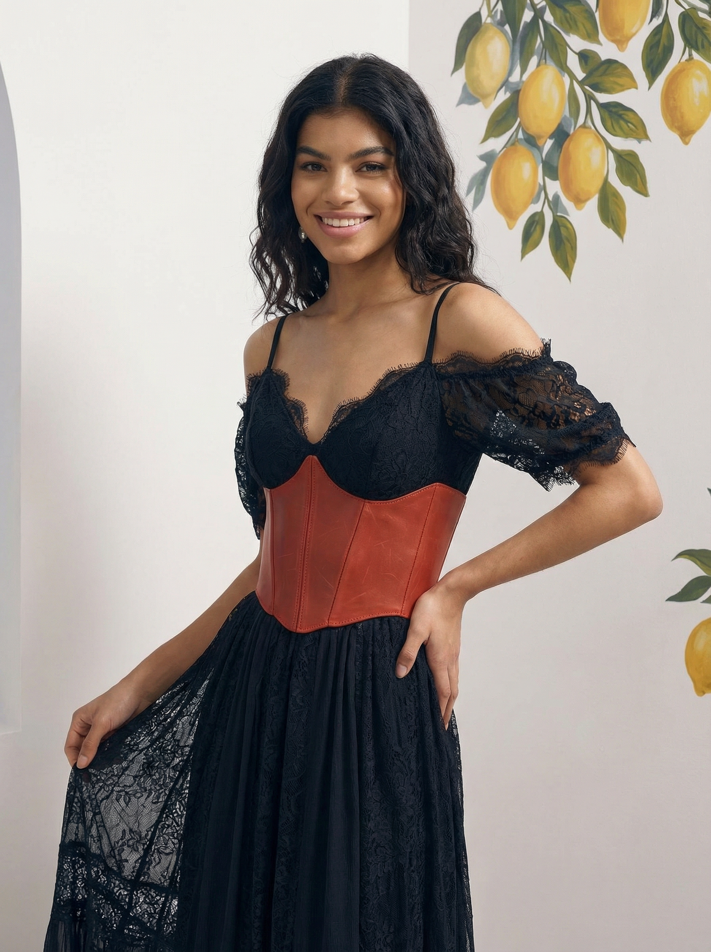 Red Leather Underbust Corset – Festival waist belt outfit