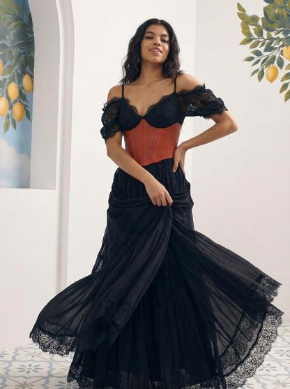 Red Leather Underbust Corset – Festival waist belt outfit