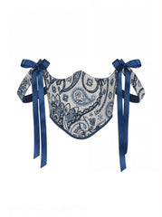 Blue Print Underbust Corset with Straps – Structured Lace Up Bodice