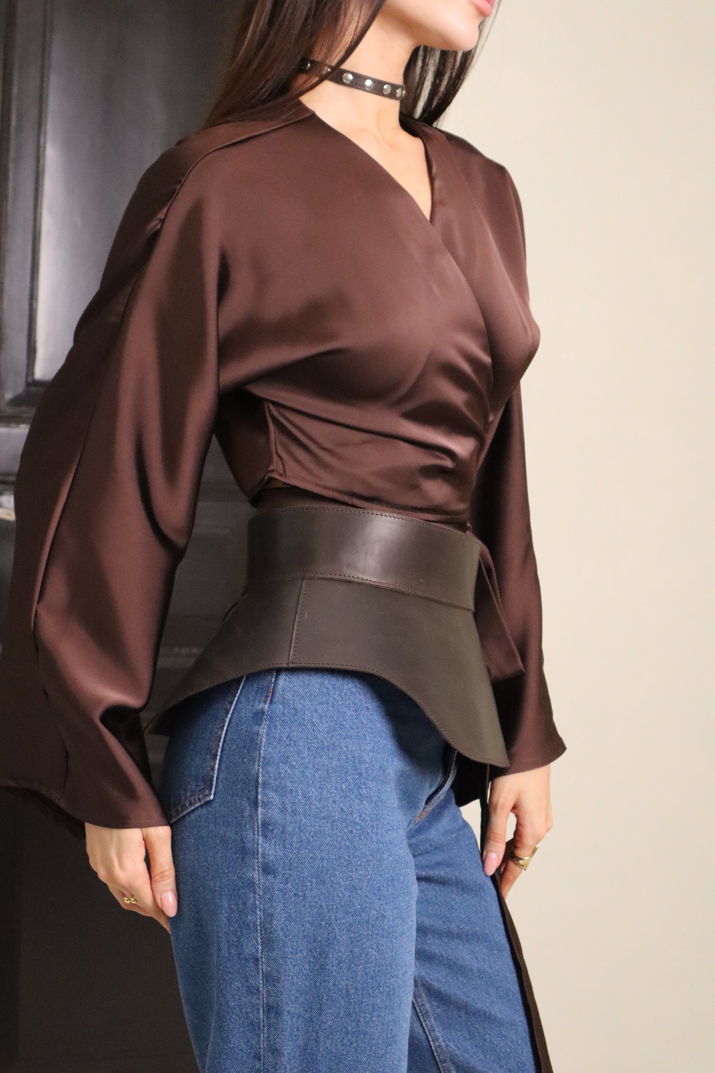 Brown Leather Peplum Waist Belt – Architectural Basque Corset