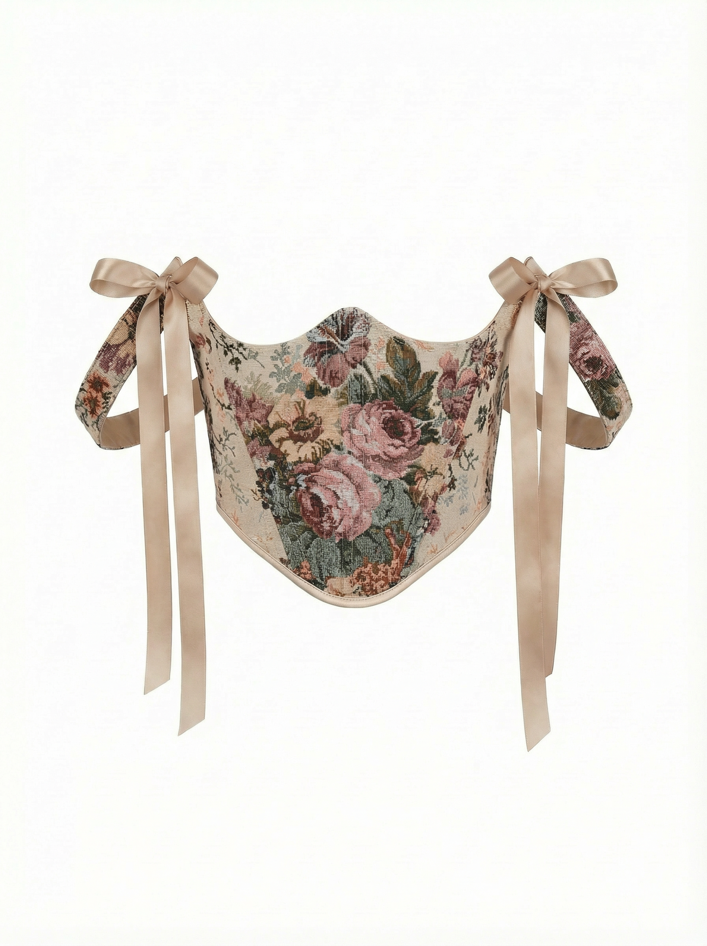 Pink Flowers Underbust Corset – Structured Lace Up Bodice