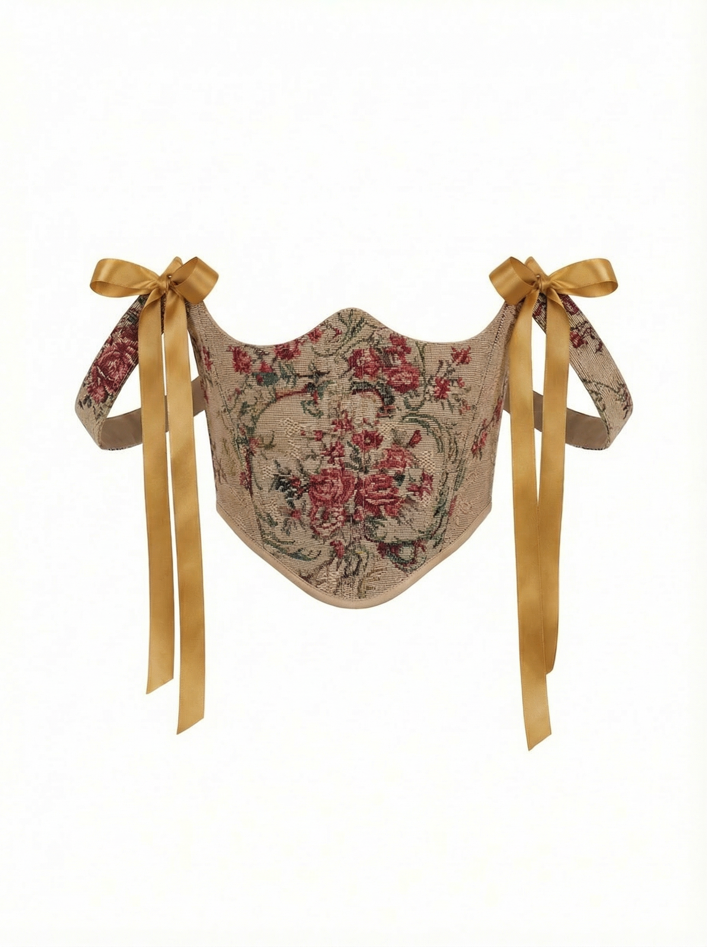 Cognac Flowers Underbust Corset – Structured Lace Up with Straps